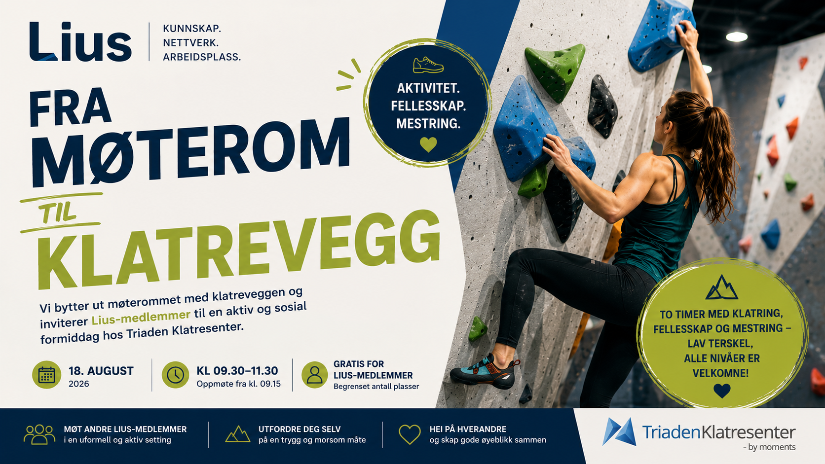 Fra møterom til klatrevegg
